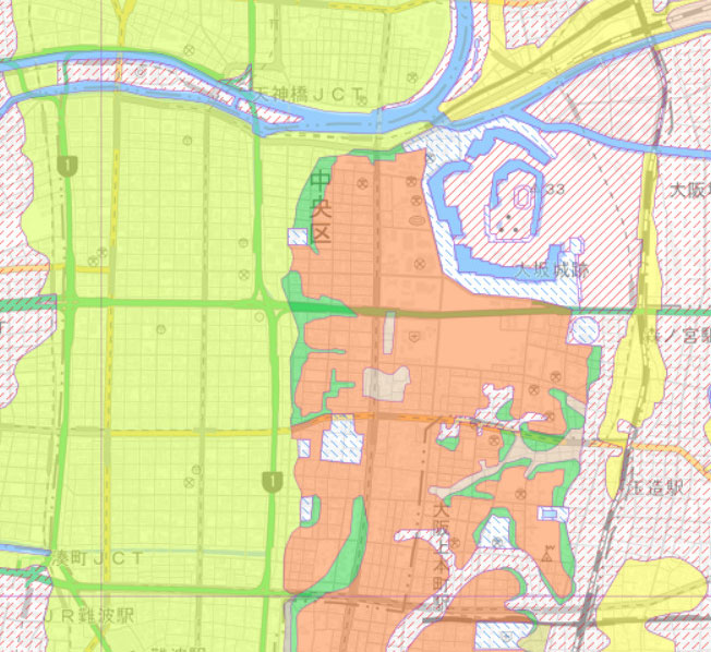 大阪市中央区の土地条件図