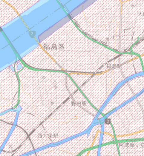 大阪市福島区の土地条件図