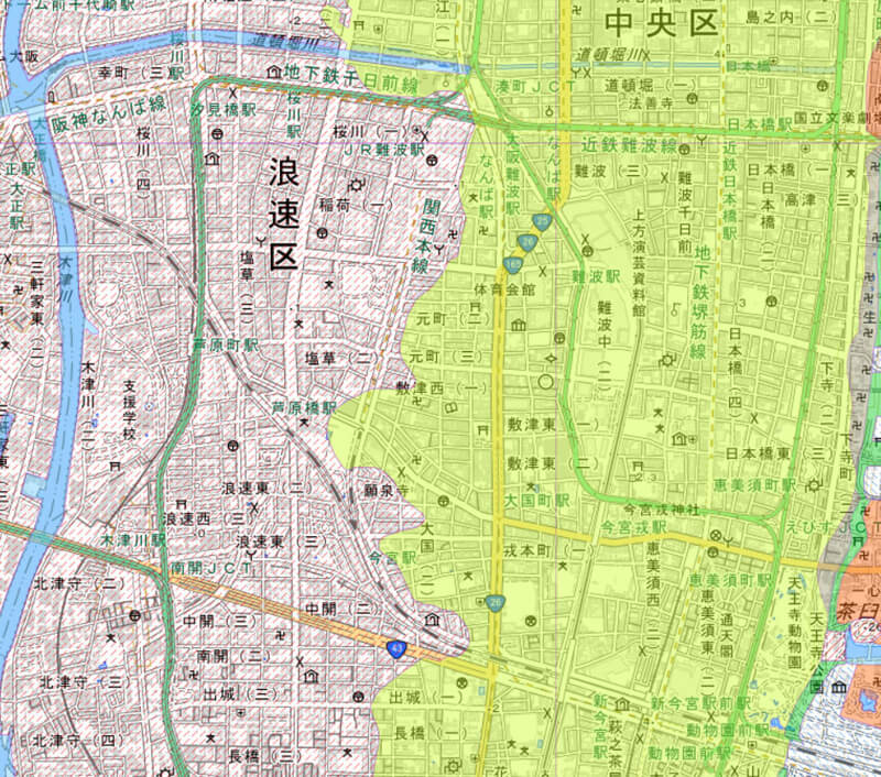 大阪市浪速区の土地条件図
