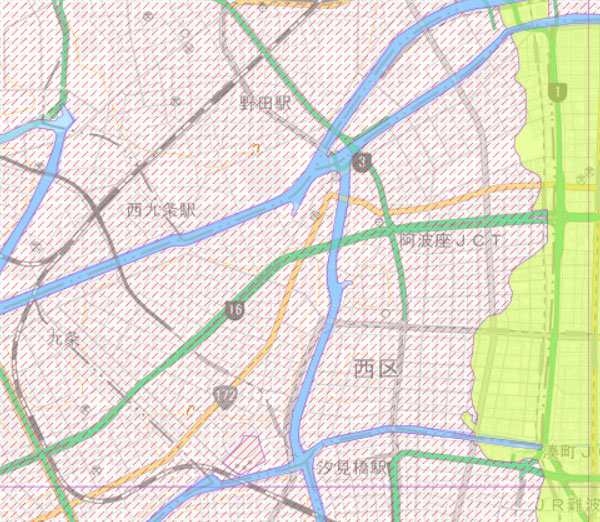 大阪市西区の土地条件図