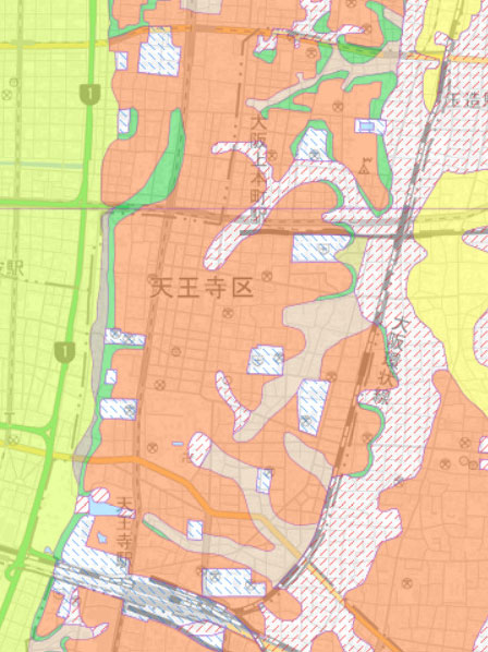 大阪市天王寺区の土地条件図