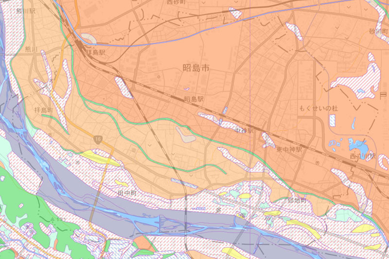昭島市の土地条件図