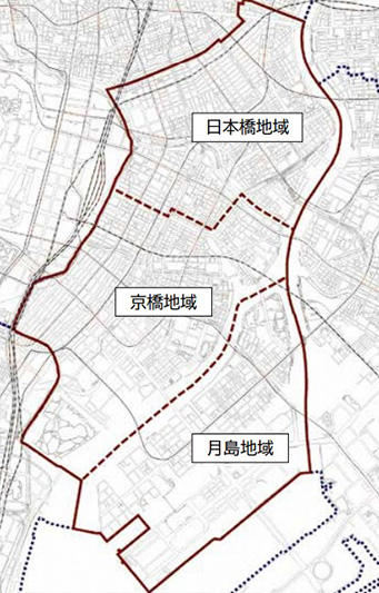 中央区の地域区分（「中央区の概況」より引用）