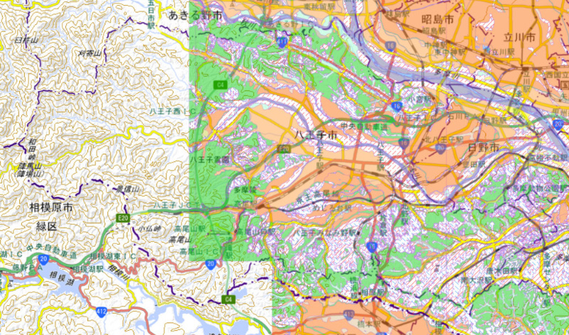 八王子市の土地条件図