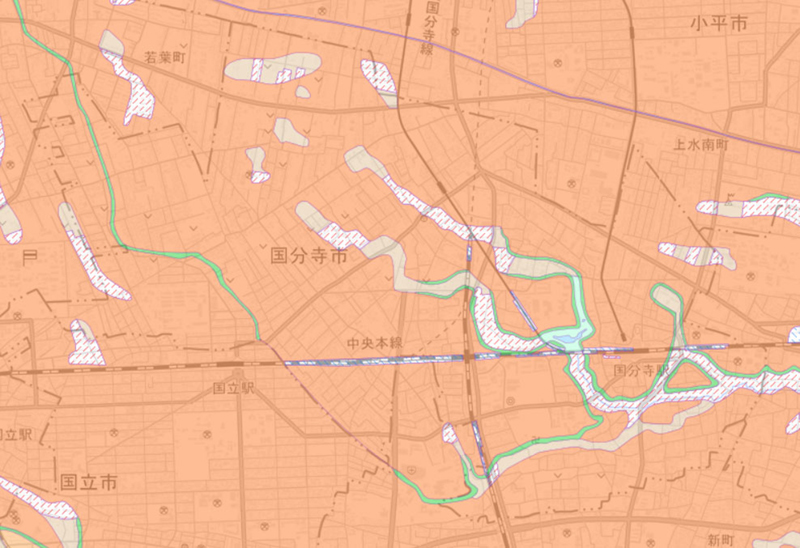 国分寺市の土地条件図