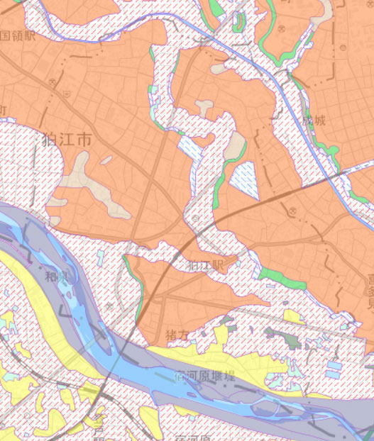 狛江市の土地条件図