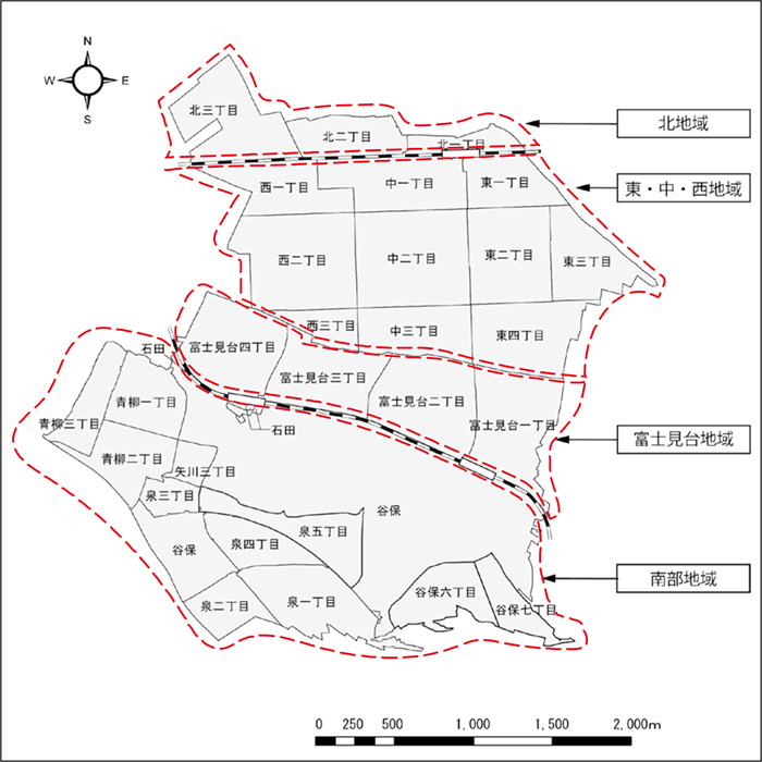 地域区分図（「国立市都市計画マスタープラン」より引用）