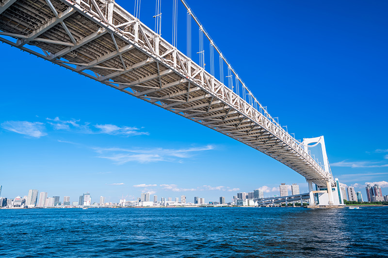 レインボーブリッジとお台場周辺の風景（芝浦ふ頭より）