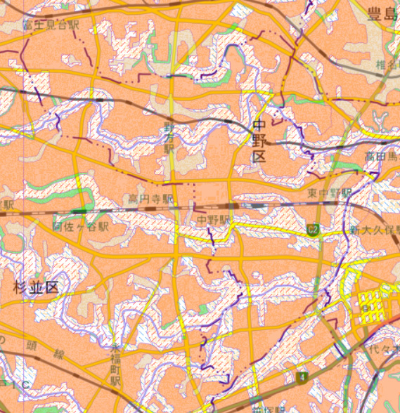 中野区の土地条件図