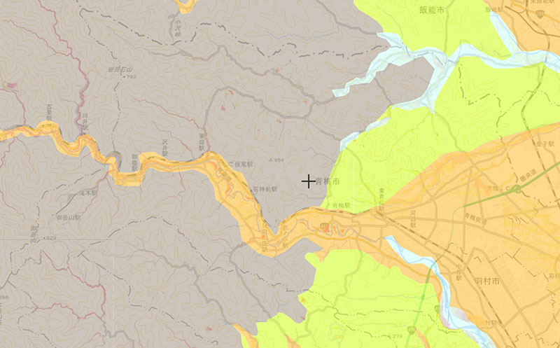 青梅市の地形分類図