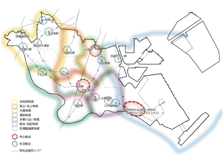 地域区分図（「大田区都市計画マスタープラン」より引用）