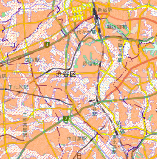 渋谷区の土地条件図