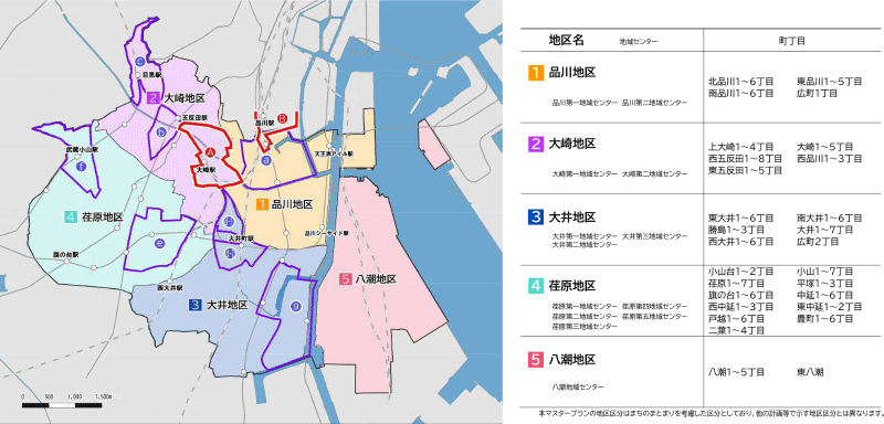 5地区（「品川区まちづくりマスタープラン」より引用）