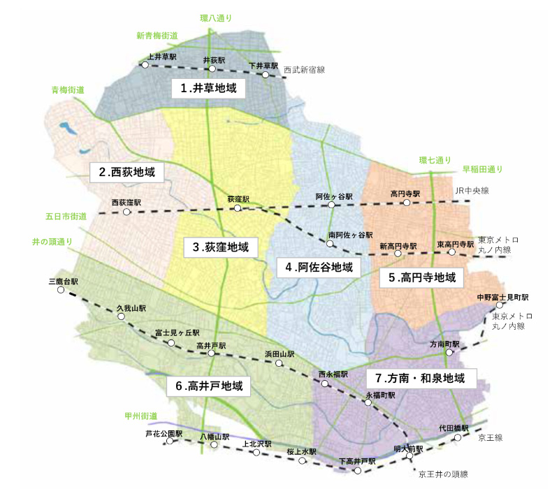 地域区分図（「杉並区まちづくり基本方針（杉並区都市計画マスタープラン）」より引用）