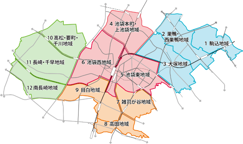 地域区分図（「豊島区都市づくりビジョン」より引用）