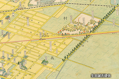 1930（昭和5）年に作成された『高槻町 芥川町 観光パノラマ地図』のうち「高槻町駅」周辺