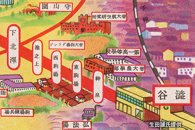 「渋谷駅」～「下北沢駅」間の路線図