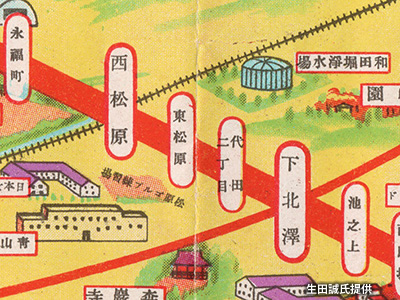 「下北沢駅」～「西松原駅」（現「明大前駅」）間の路線図
