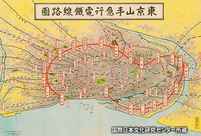 昭和初期発行の『東京山手急行電鉄線路図』（予定図）