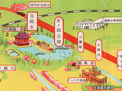 「久我山駅」～「吉祥寺駅」間の路線図