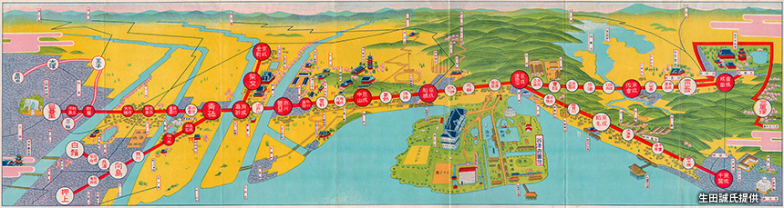 1932（昭和7）年頃に発行された『京成電車 沿線案内』の路線図