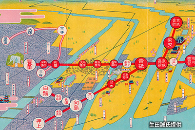 「日暮里駅」～「江戸川駅」間の路線図