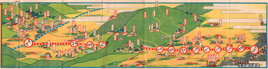 1914（大正3）年に発行された『奈良生駒ゆき電車線路案内』の路線図