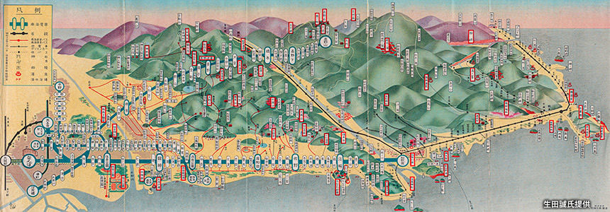1937（昭和12）年に発行された『沿線案内 南海電車』の路線図