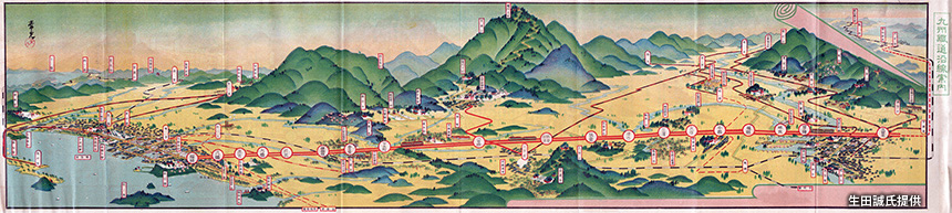 1924（大正13）年に発行された『九州鉄道沿線案内』の路線図