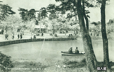 昭和戦前期頃の「春日原遊園地」の「龍神池」