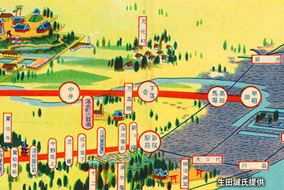 「高田馬場駅」～「中井駅」間の路線図