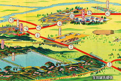 「東村山駅」～「川越駅」（現「本川越駅」）間の路線図