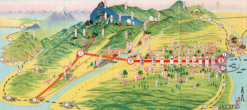 1927（昭和2）年に発行された『神中鉄道 線路案内』の路線図