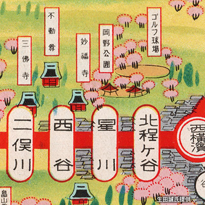 「北程ヶ谷駅」（現「星川駅」）～「西谷駅」間の路線図