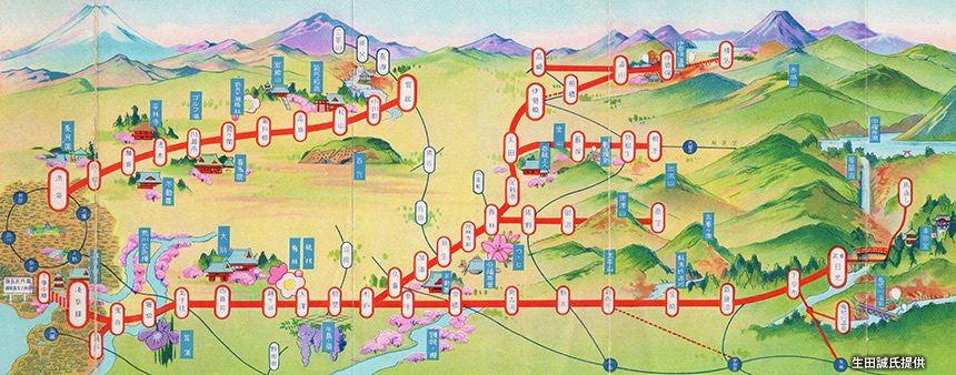 1930（昭和5）年頃に発行された『東武電車 沿線案内』の路線図