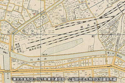 1921（大正10）年頃の初代「浅草駅」付近の地図