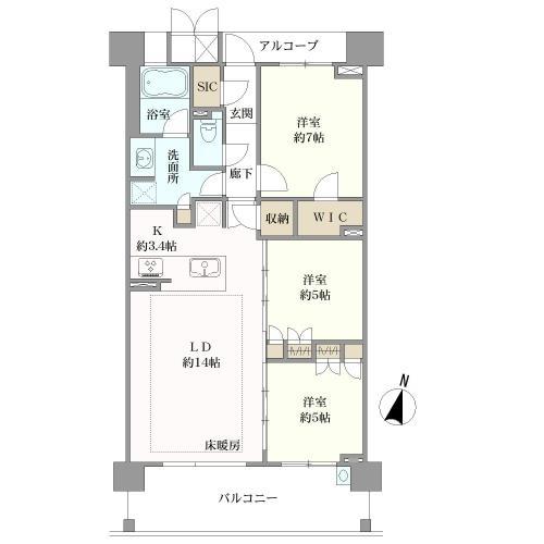 間取図　WIC＝ウォークインクローゼット