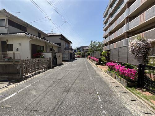 北側前面道路（東から）