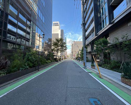西側前面道路（南から）