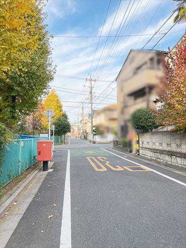 現地西側前面道路(2024年12月撮影）