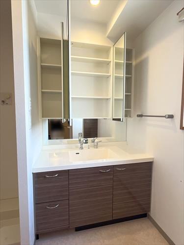 三面鏡収納・シャワー水栓付洗面化粧台