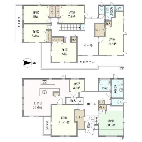北側建物間取り