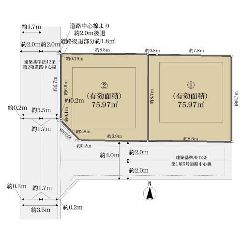 区画図（西側アパート、東側戸建）