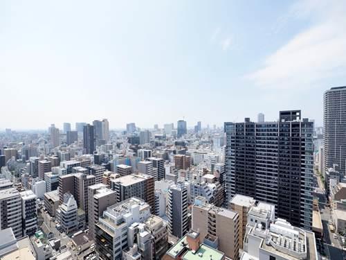 西向きバルコニーからの眺望