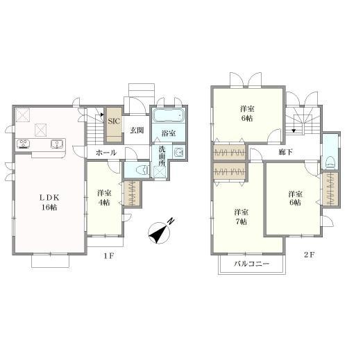 建物参考プラン、２階建・４LDK