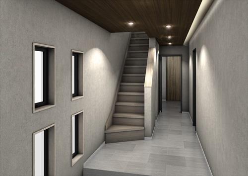 建物完成予想図(1階玄関・廊下)