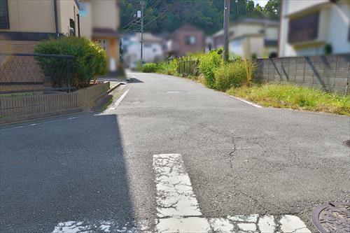 北西側前面道路（物件：左）