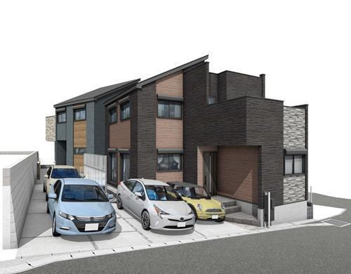 右側の戸建てが1号棟です。