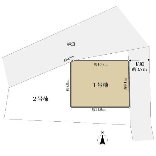 1号棟：土地区画図