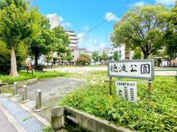 大きな楠がたたずむ現地南側の穂波公園。